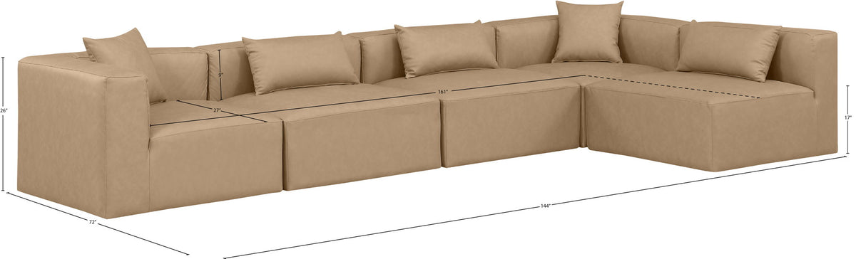 Cube - 5 Piece Modular Sectional - Tan