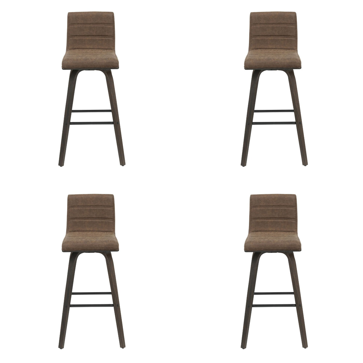 Vienna - 39.5" Swivel Bar Height Square Back Wood Bar Stool With Faux Leather Seat