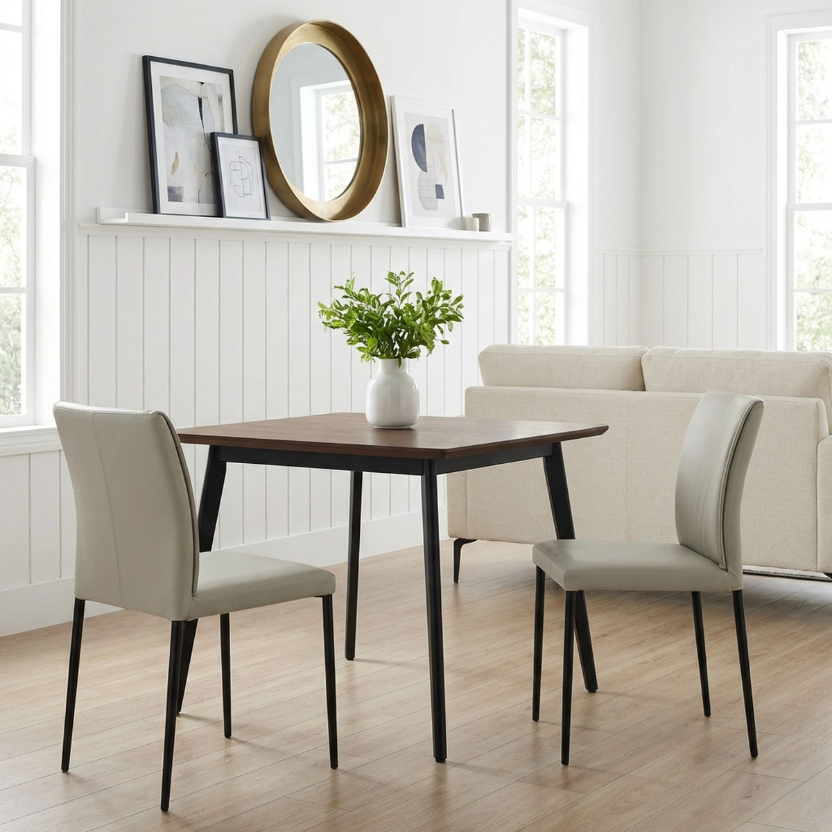 Meriam - Full Back Top Grain Leather Upholstered Metal Dining Chairs (Set of 2)