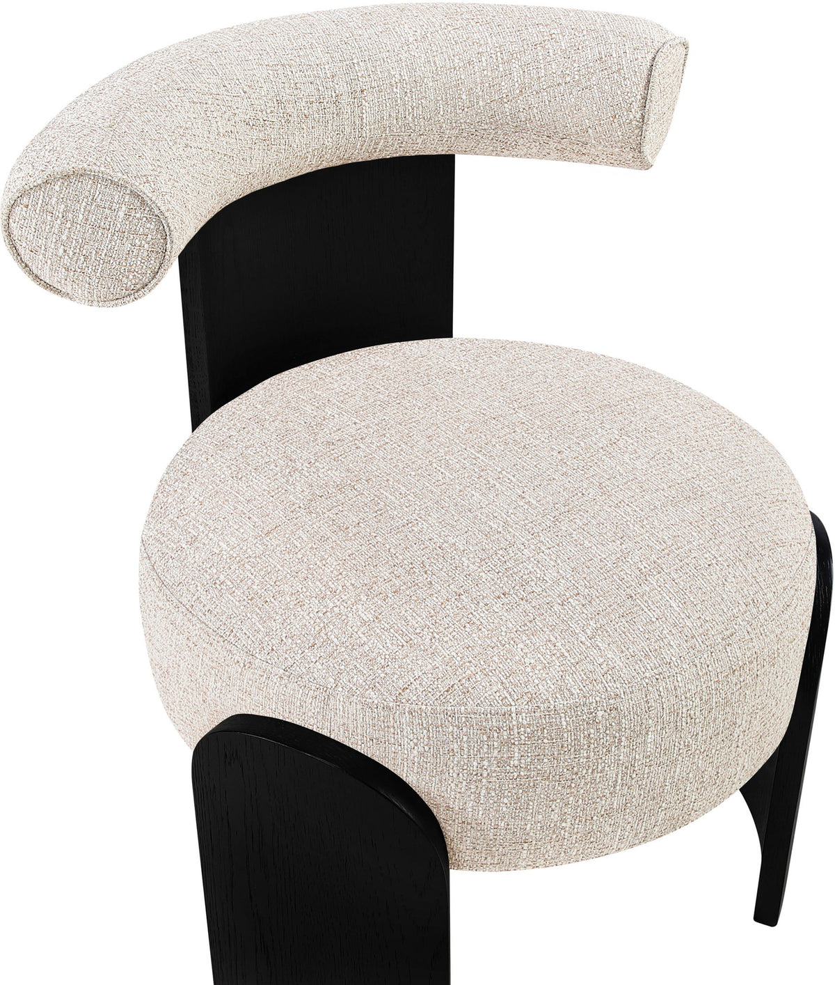 Calder - Linen Textured Fabric Upholstered Accent Chair - Painted Black Base