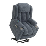 Omarion - Power Recliner With Lift & Heating & Massage - Blue Chenille
