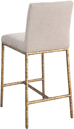 Reeves - Chenille Fabric Upholstered Counter Stool (Set of 2) - Gold Base