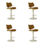 Leland - Adjustable Swivel Curved Back Wood Bar Stool With Faux Leather Seat