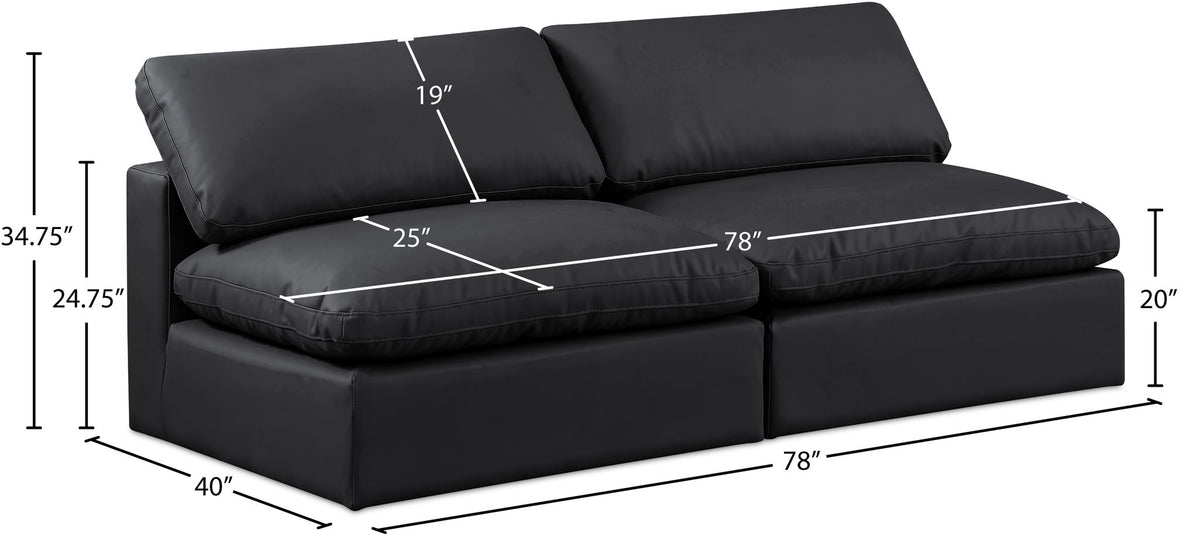 Comfy - Faux Leather Modular Armless Sofa 2 Seats