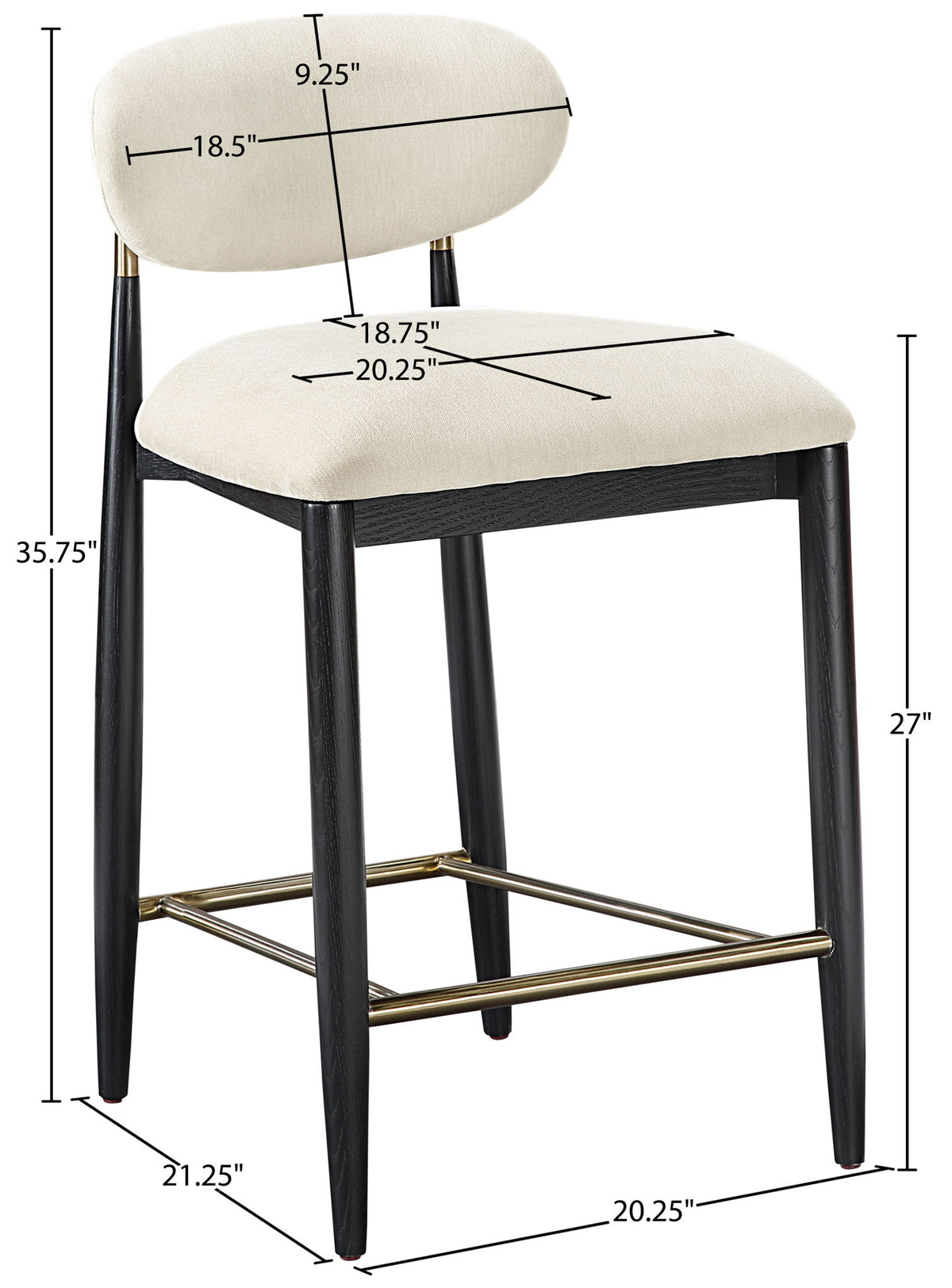 Riccio - Fabric Stool - Black Frame