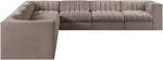 Rummi - Symmetrical Velvet Performance Fabric Upholstered 7 Piece Modular Sectional (With 3 Corner Chairs)