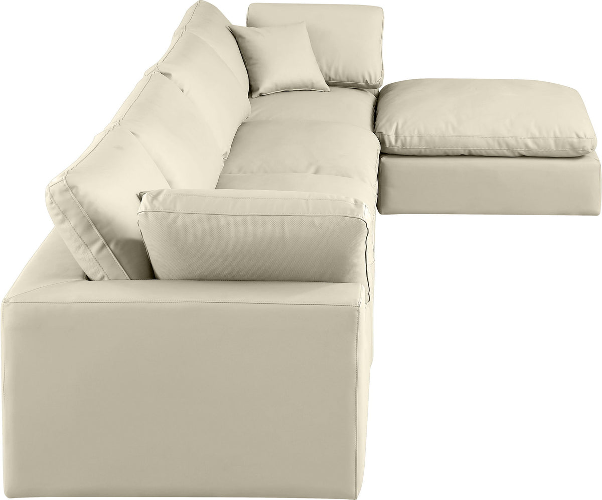 Comfy - 5 Piece Faux Leather Modular Sectional With Chaise