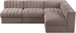 Rummi - Armless Velvet Performance Fabric Upholstered 4 Piece Modular Sectional