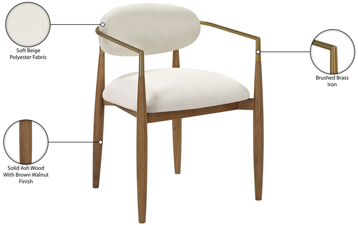 Riccio - Fabric Dining Arm Chair (Set of 2) - Walnut Frame