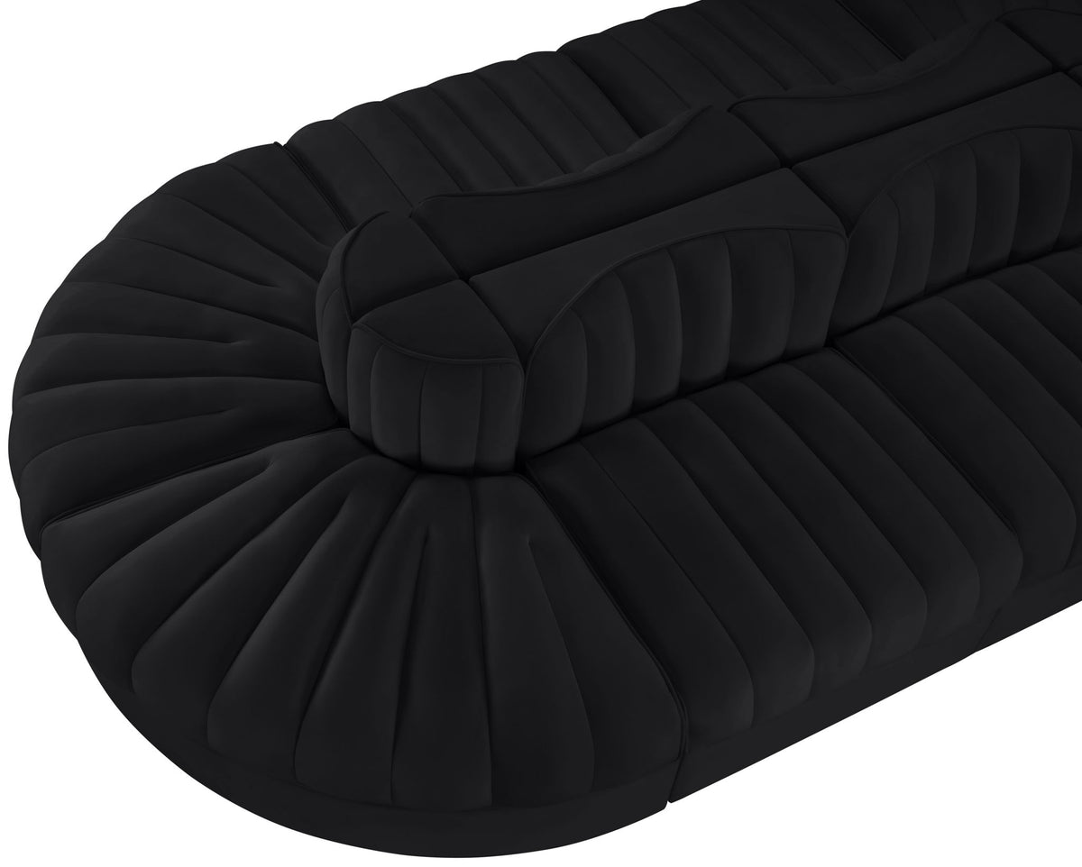 Rummi - Oval Velvet Performance Fabric Upholstered 8 Piece Modular Sectional