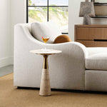 Pier - Travertine Accent Table - Beige