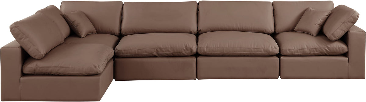 Comfy - 5 Piece Faux Leather Modular Sectional