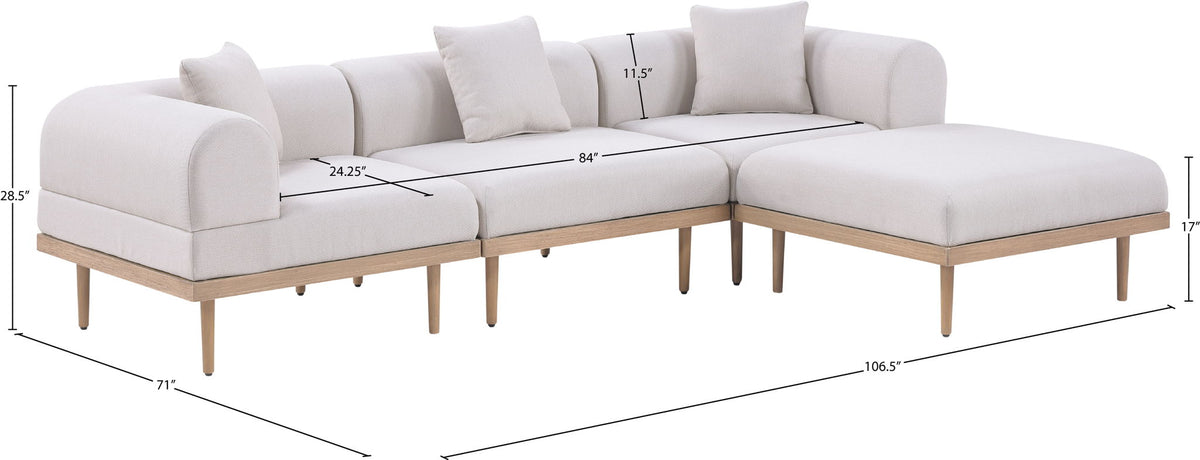 Laguna - 4 Piece 106.5" Upholstered Outdoor Patio Modular Sectional