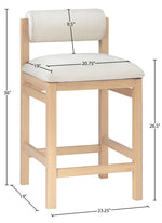 Roundhill - Fabric Counter Stool - Natural Frame