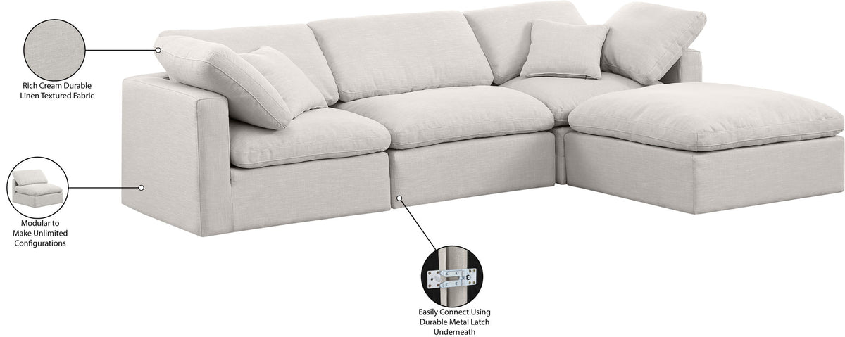 Indulge - Linen 4 Piece Modular Sectional With Chaise
