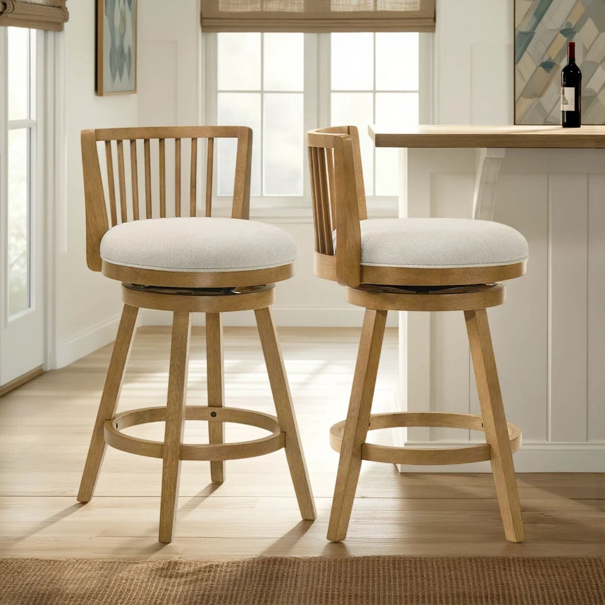 Harper - 30" Amber Glow Bar Height Rubberwood Swivel Barstool