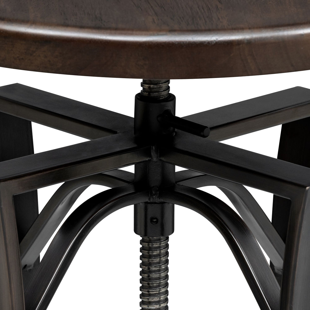 Winslow - Adjustable Height Metal Barstool With Wood Seat - Walnut