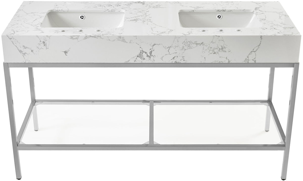 Marmo - Engineered Marble Bathroom Vanity With Chrome Base
