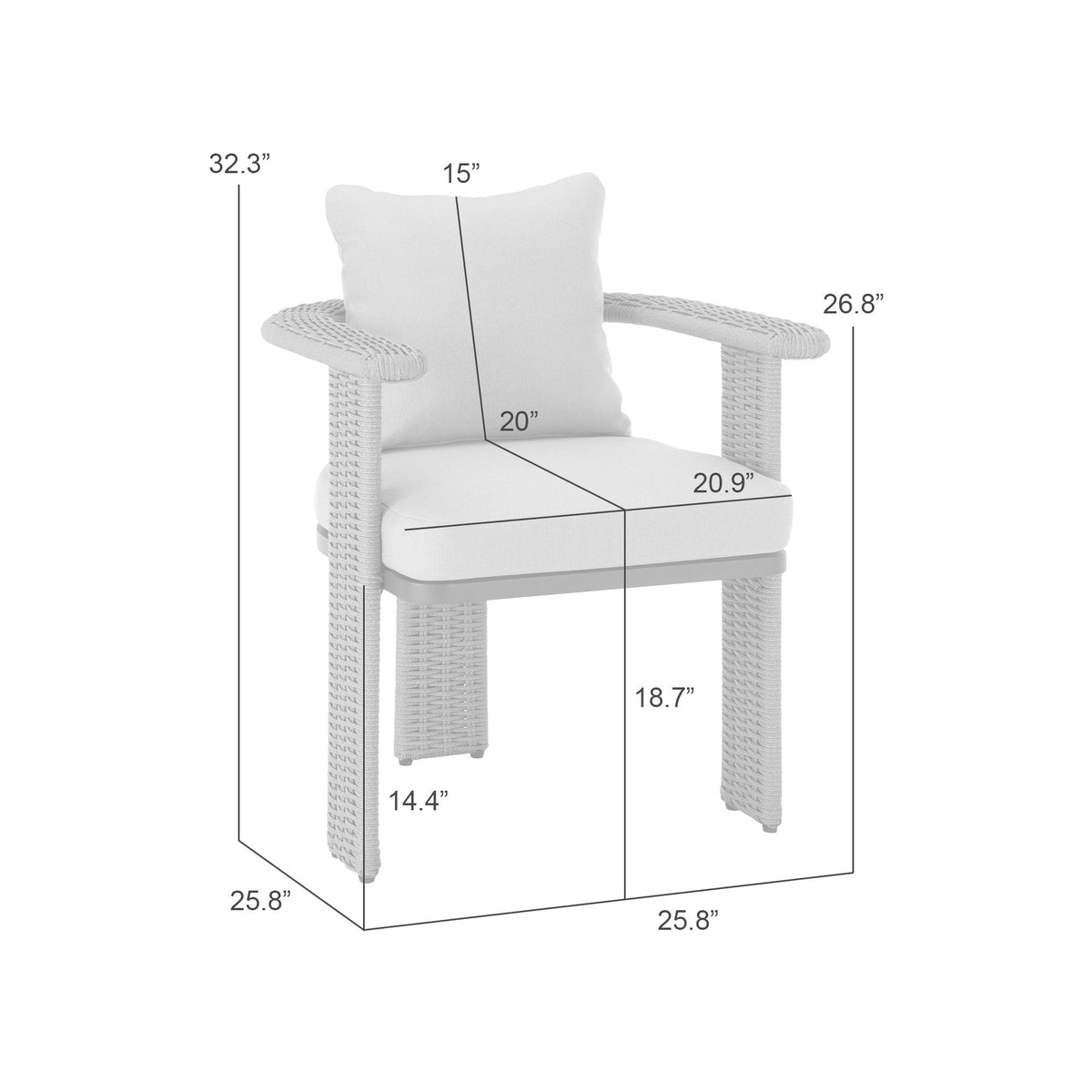 Ciela - Outdoor Dining Chair With Rattan Trim Aluminum Frame And Clouded Taupe Cushion (Set of 2) - Dark Bronze / Gray