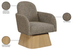 Marlowe - Linen Textured Fabric Upholstered Swivel Accent Chair - Stained Natural