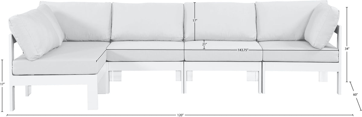 Nizuc - Outdoor Patio 5 Piece Modular Sectional With White Frame