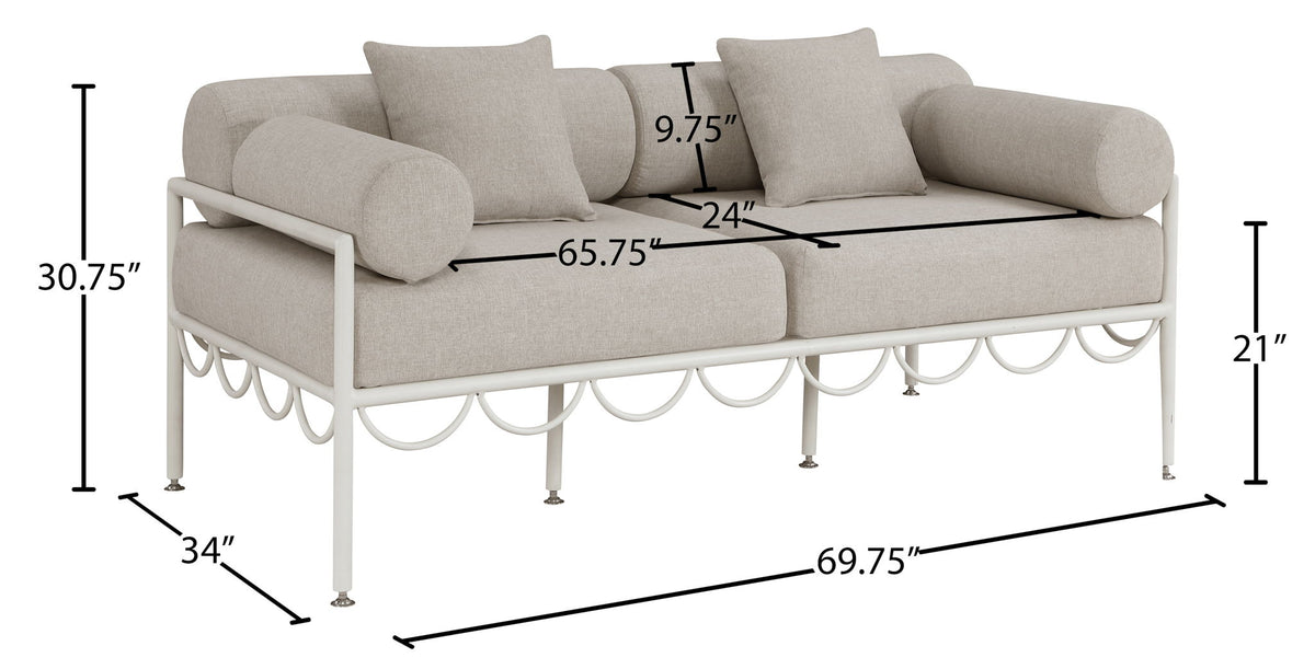 Portofino - Resilient Water Repellent Fabric 69.75" Upholstered Outdoor Patio Loveseat