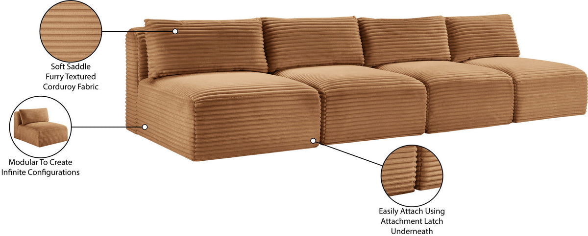 Shaggy - Fabric 4 Seat Modular Armless Sofa