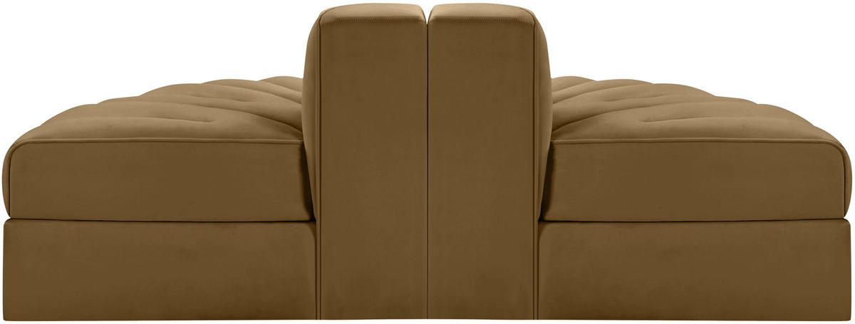 Rummi - Velvet Performance Fabric Upholstered 2 Piece  Rounded Modular Loveseat