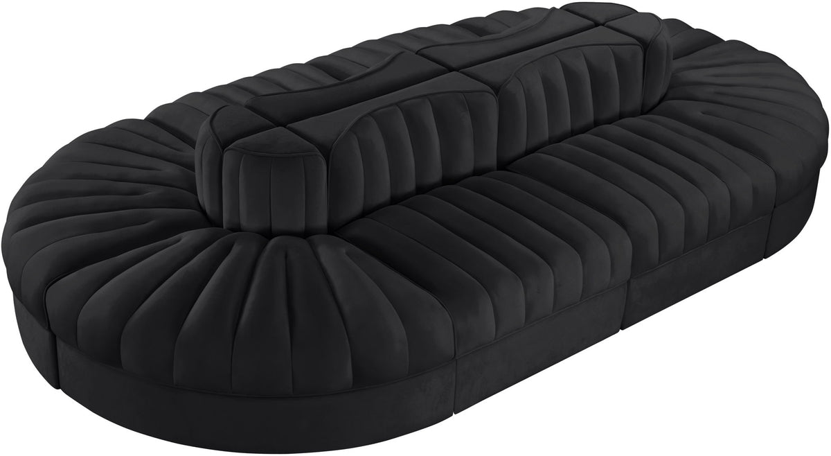 Rummi - Oval Velvet Performance Fabric Upholstered 8 Piece Modular Sectional