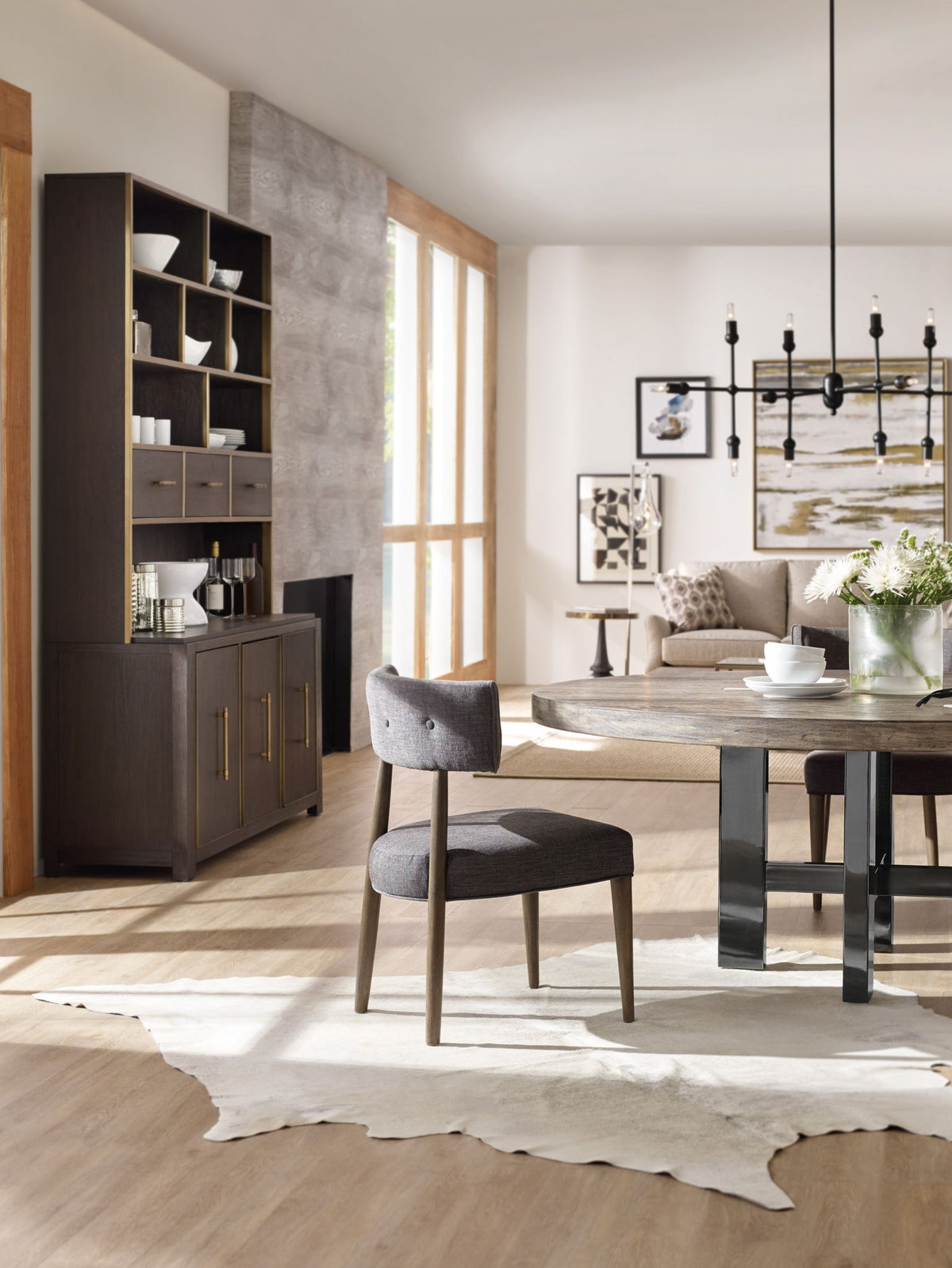 Curata - Upholstered Chair - Dark Gray / Dark Brown