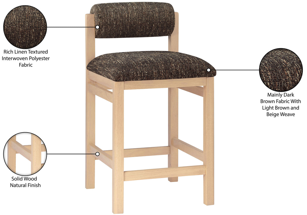 Roundhill - Fabric Counter Stool - Natural Frame