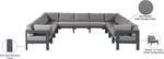 Nizuc - Outdoor Patio 11 Piece Modular Sectional With Gray Frame