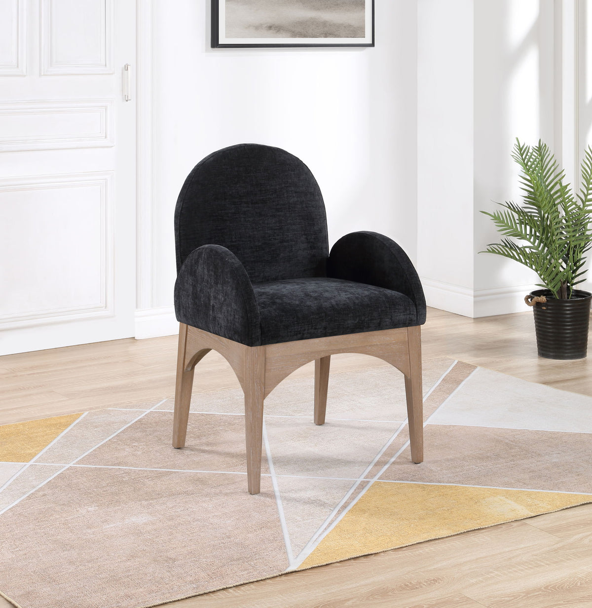 Waldorf - Chenille Dining Arm Chair With Natural Legs