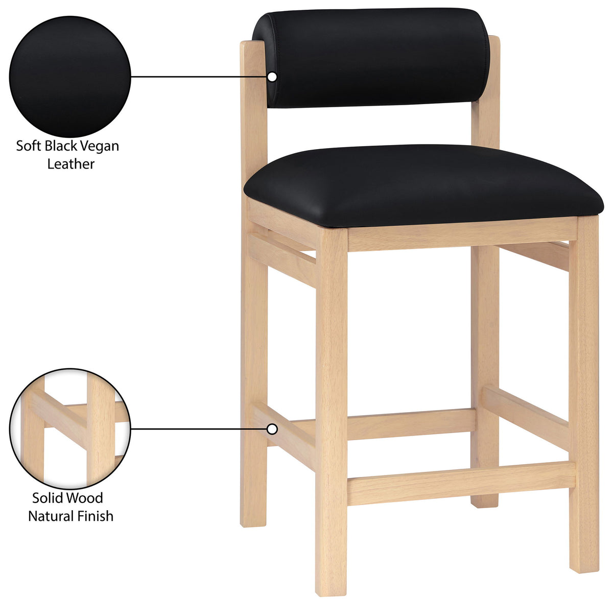 Roundhill - Faux Leather Counter Stool - Natural Frame
