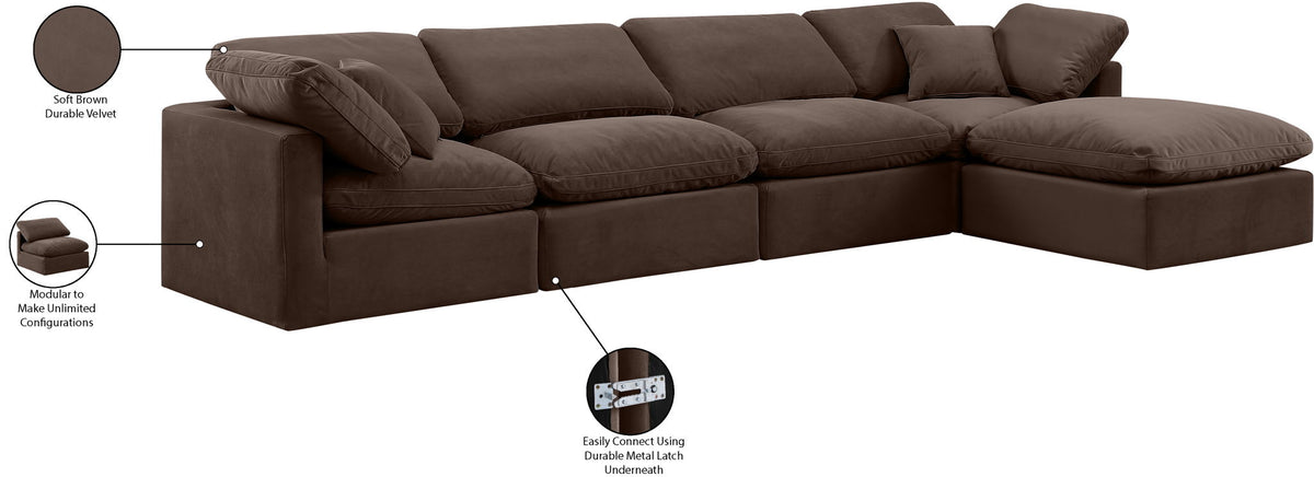 Indulge - Velvet 5 Piece Modular Sectional With Chaise