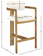 Aurum - Vegan Leather Upholstered Counter Stool With Brushed Brass Base