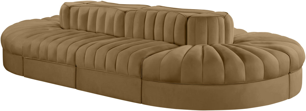Rummi - Oval Velvet Performance Fabric Upholstered 8 Piece Modular Sectional