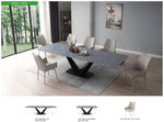 9436 - Ceramic & Metal Dining Table - Gray / Black