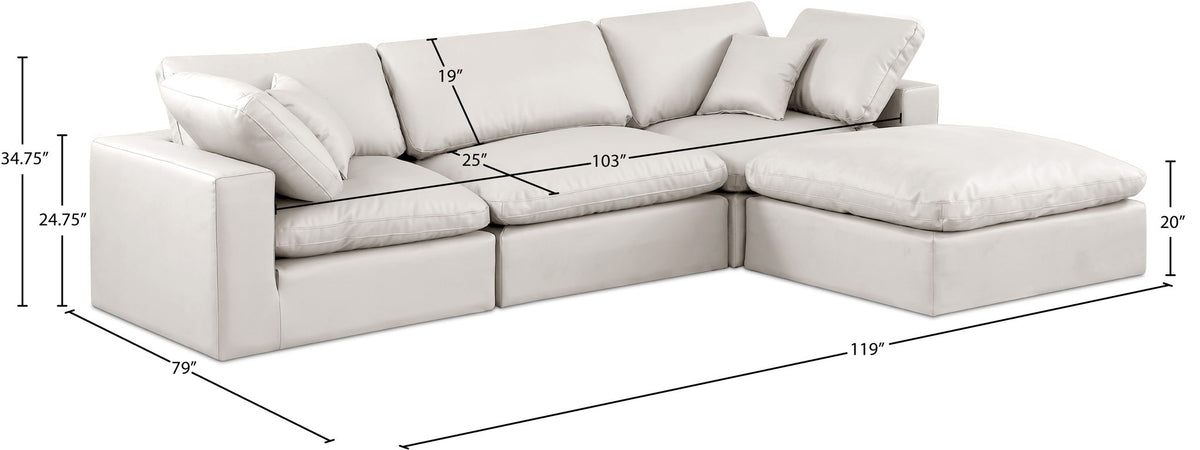 Comfy - 4 Piece Faux Leather Modular Sectional With Chaise