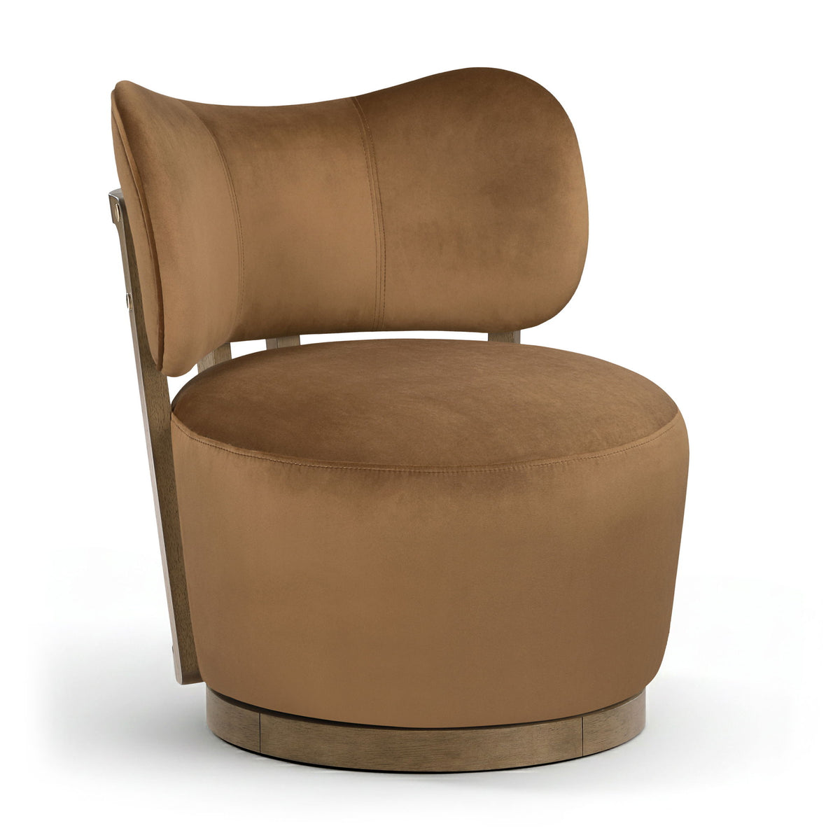 Elara - Velvet Upholstered Swivel Accent Chair - Stained Brown