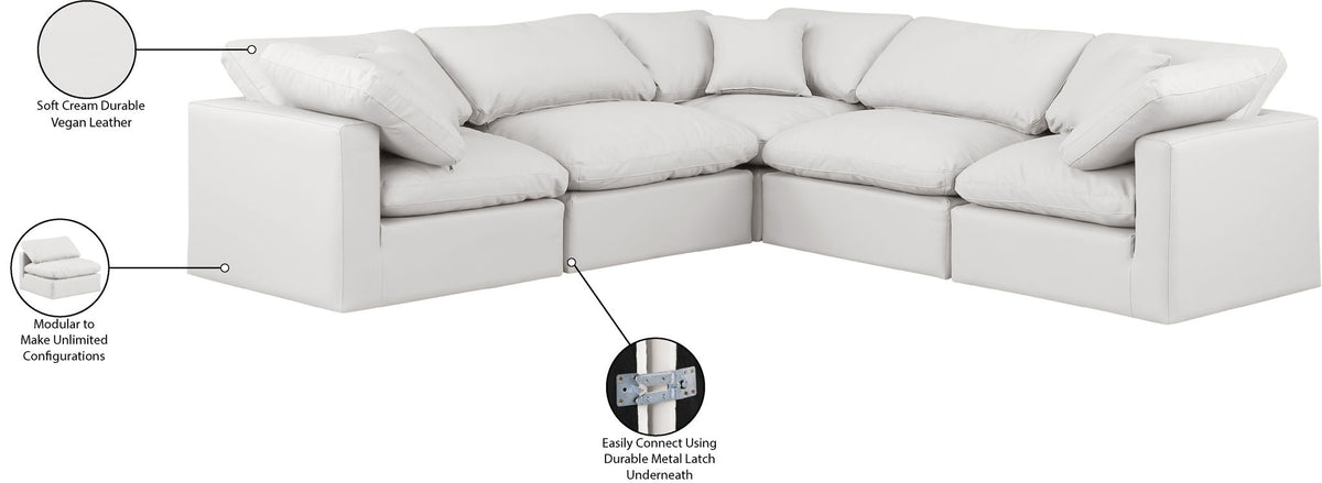 Indulge - Faux Leather 5 Piece Modular Corner Sectional