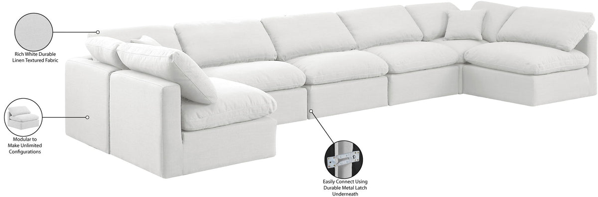 Indulge - Linen 7 Piece Modular U-Shaped Sectional - White