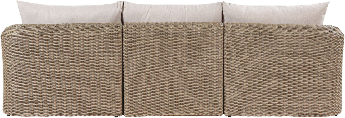 Seacrest - Olefin Water Resistant Fabric And Wicker 3 Piece Outdoor Patio Modular Sofa