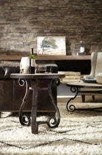 Hill Country - Luckenbach Metal And Stone End Table - Light Brown / Black