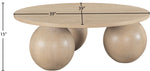 Fitch - Wood Oak Veneer Coffee Table - 3 Legs