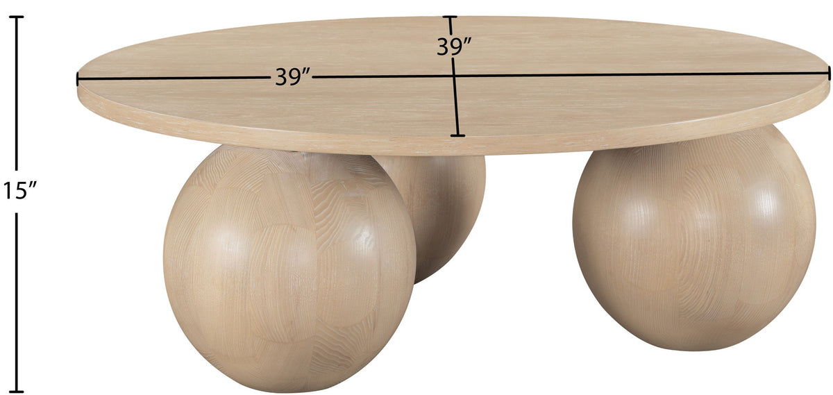 Fitch - Wood Oak Veneer Coffee Table - 3 Legs