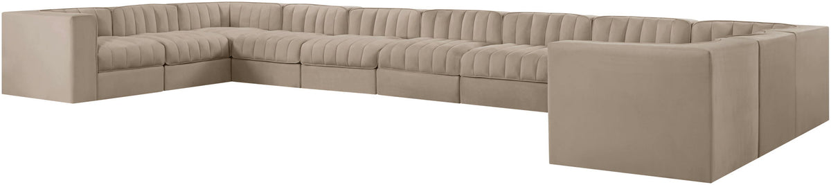 Rummi - Velvet Performance Fabric Upholstered 11 Piece Modular Sectional