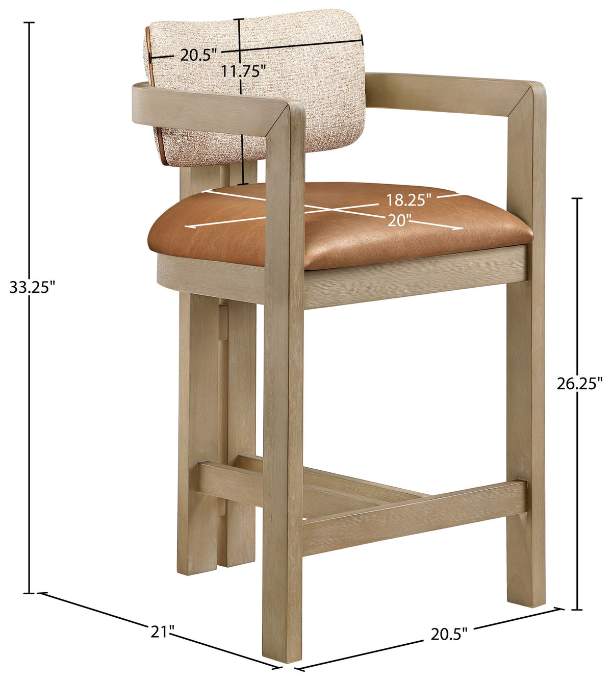 Ravina - Upholstered Counter Stool With Stained Natural Base