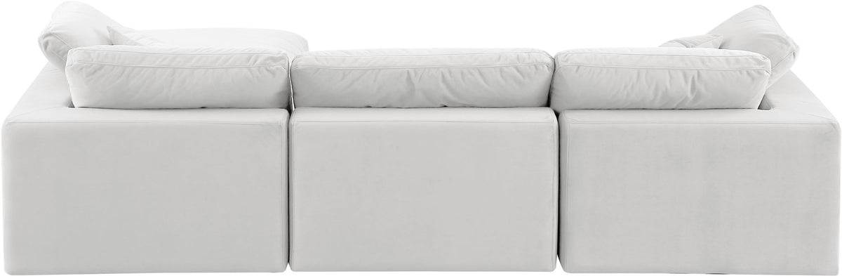 Comfy - 4 Piece Velvet Modular Sectional With Chaise - White
