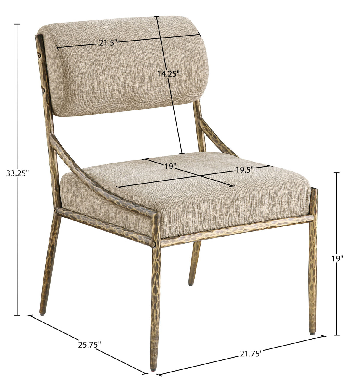 Bastille - Upholstered Dining Side Chair (Set of 2) - Brass Frame
